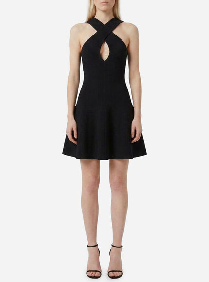 Alaia Cross-front Knit Mini Dress Black