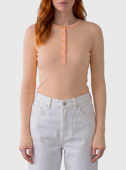 Chloe Bleached Orange Ribbed Top Orange