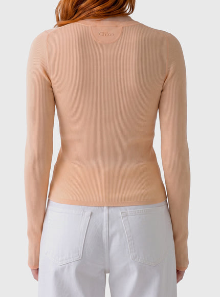 Chloe Bleached Orange Ribbed Top