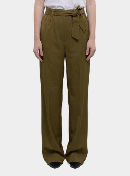 Max Mara Editto Wool Trousers With Belt Green