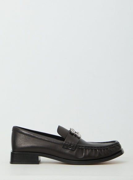 Roger Vivier Viv' Rangers Leather Loafers Black