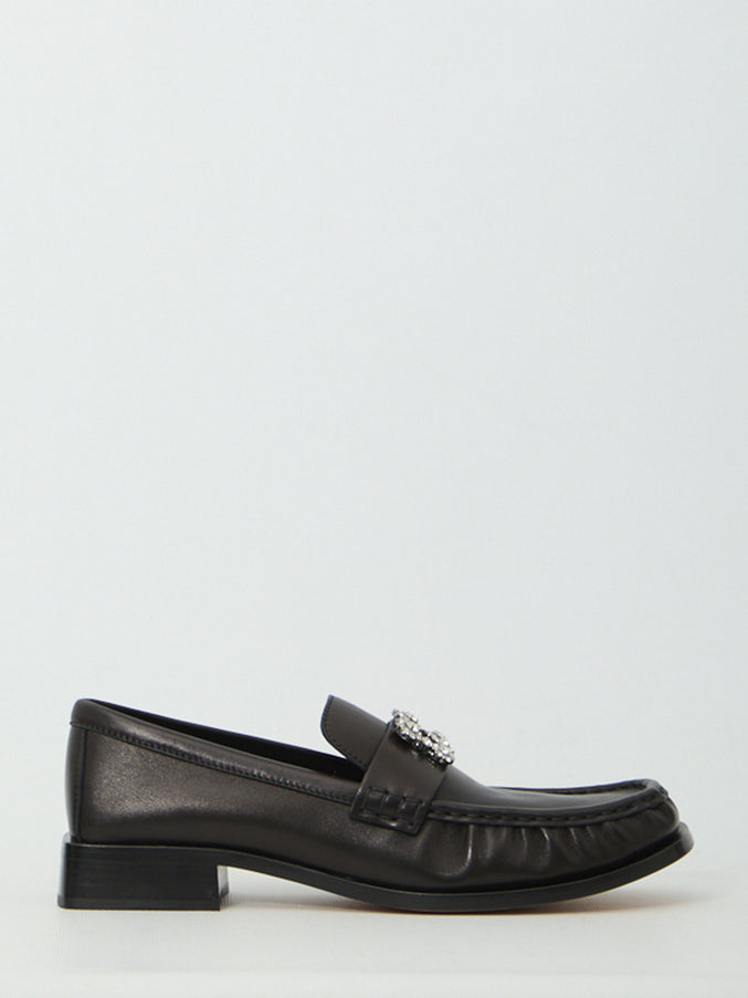 Roger Vivier Viv' Rangers Leather Loafers Black