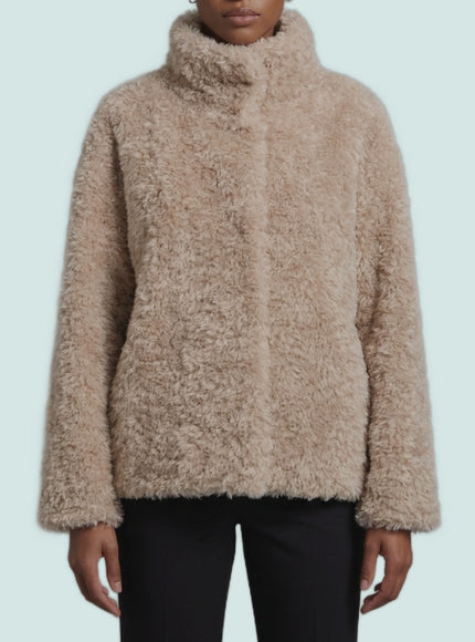 Herno Short Faux Fur Coat Beige