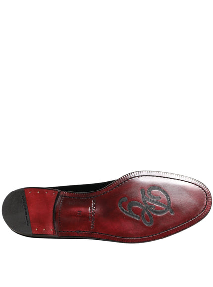 Dolce & Gabbana Black Velvet Slip On Loafers Men Formal Shoes
