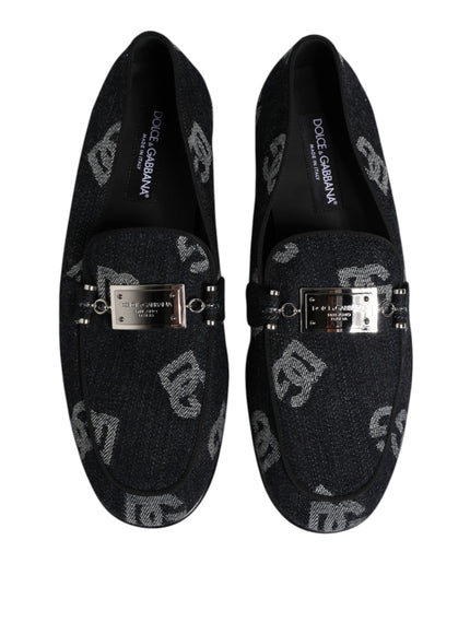Dolce & Gabbana Blue Logo Cotton Loafers