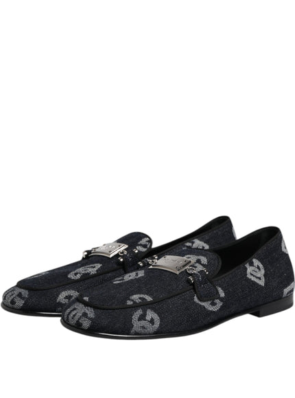 Dolce & Gabbana Blue Logo Cotton Loafers