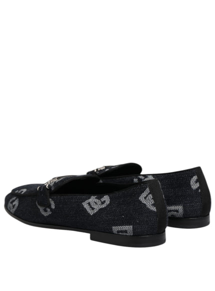 Dolce & Gabbana Blue Logo Cotton Loafers