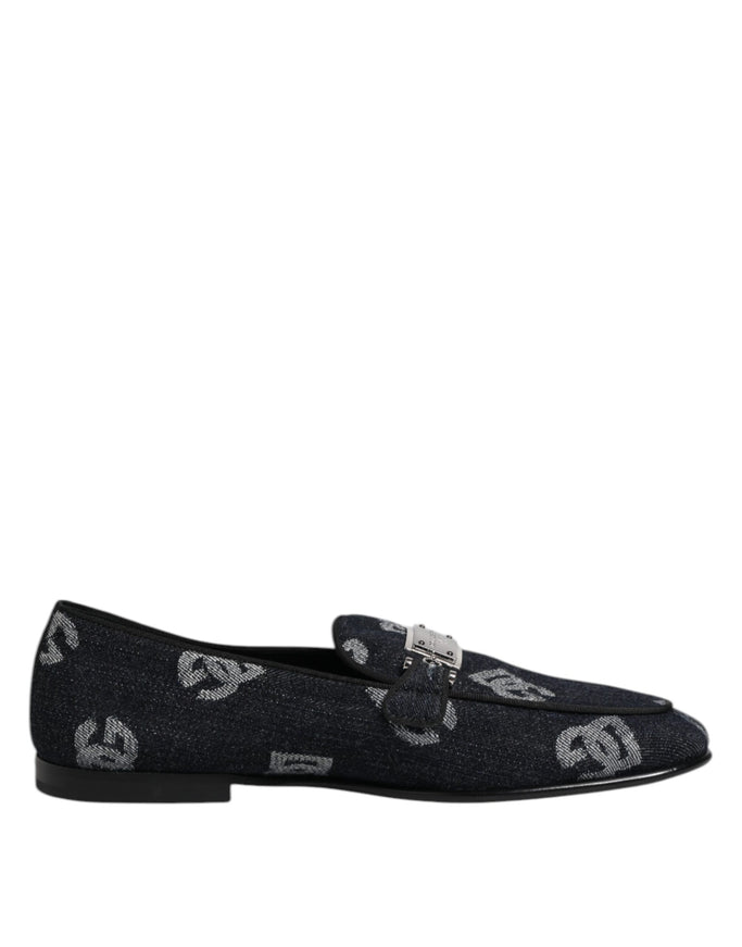 Dolce & Gabbana Blue Logo Cotton Loafers
