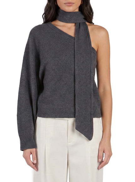 Federica Tosi One-shoulder Top With Scarf Detail Grey