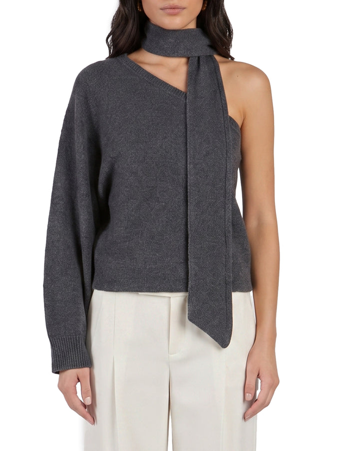 Federica Tosi One-shoulder Top With Scarf Detail Grey