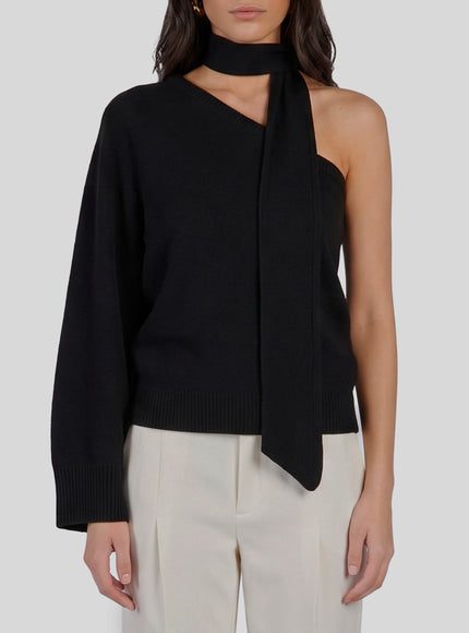 Federica Tosi One-shoulder Top With Scarf Detail Black