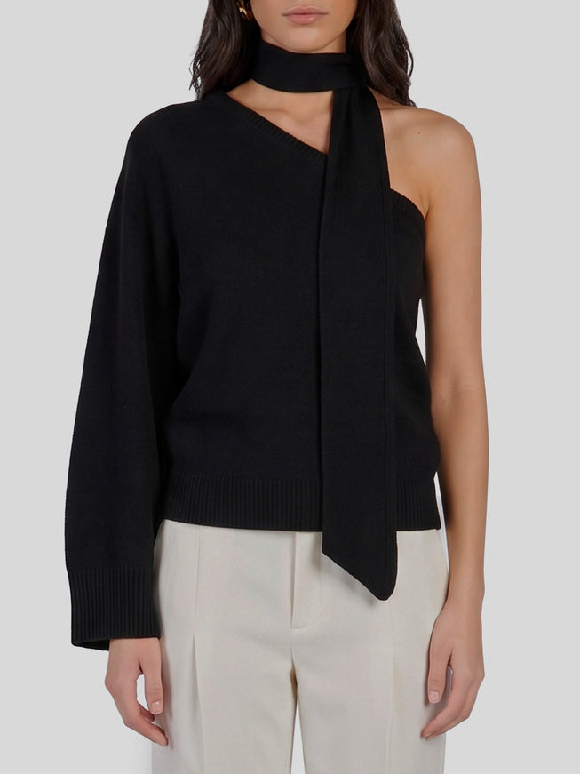 Federica Tosi One-shoulder Top With Scarf Detail Black
