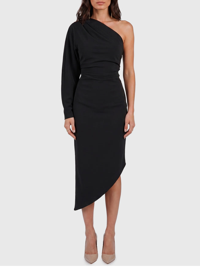 Federica Tosi One-shoulder Cady Longuette Dress Black