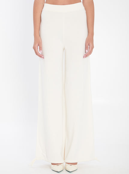 Max Mara Trousers In Wool Yarn White