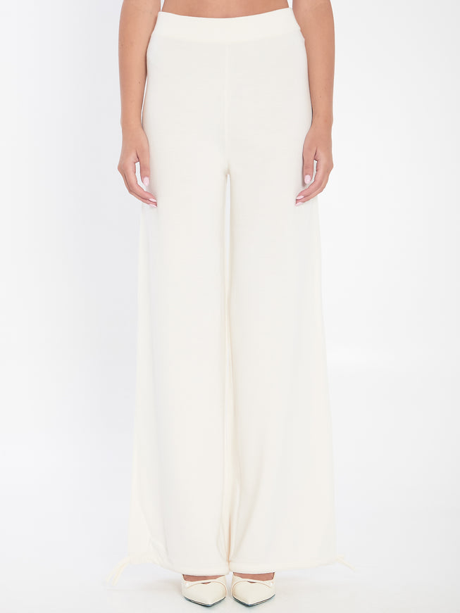 Max Mara Trousers In Wool Yarn White