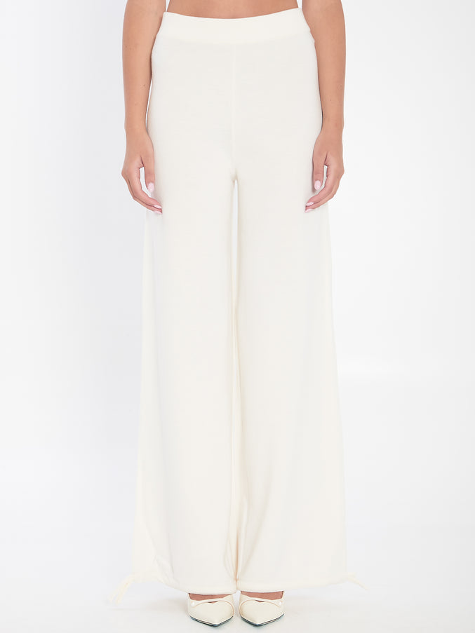 Max Mara Trousers In Wool Yarn White