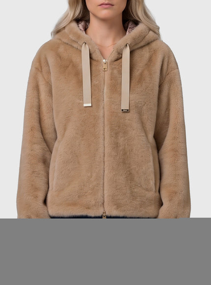 Herno Faux Fur Jacket Beige