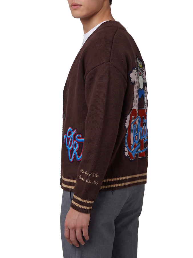 Off White Cat Off Varsity Knit Cardigan