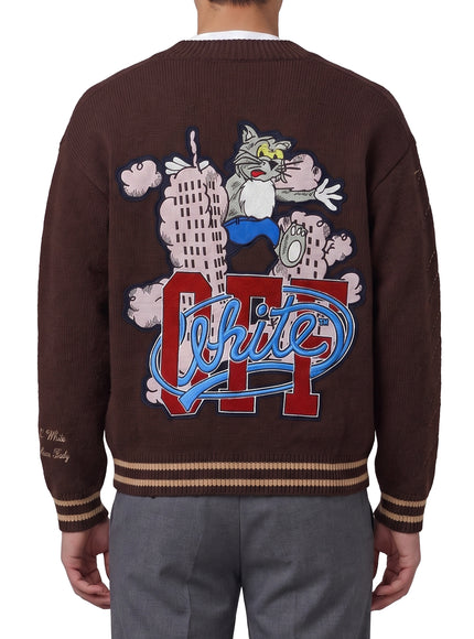 Off White Cat Off Varsity Knit Cardigan