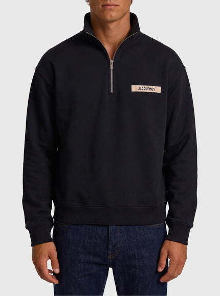 Jacquemus Gros Grain Zip-neck Sweatshirt Black