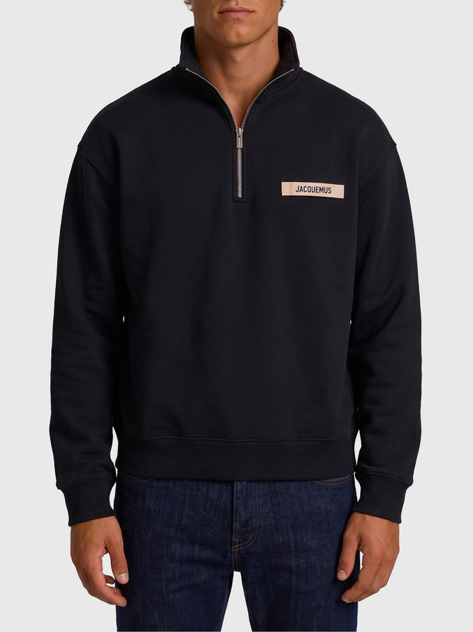 Jacquemus Gros Grain Zip-neck Sweatshirt Black