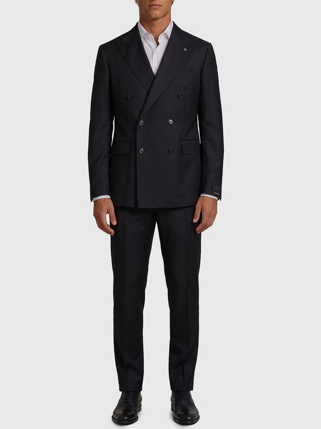 Tagliatore New York Double-breasted Virgin Wool Suit Black