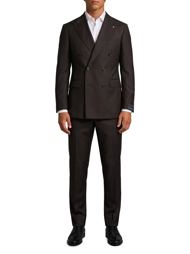 Tagliatore New York Double-breasted Virgin Wool Suit Brown