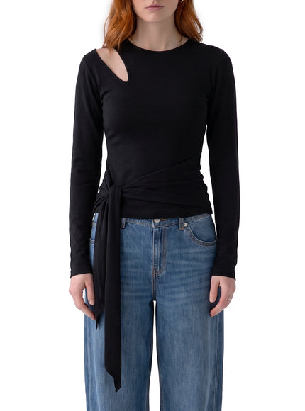 Federica Tosi Cut-off Top With Sash Black