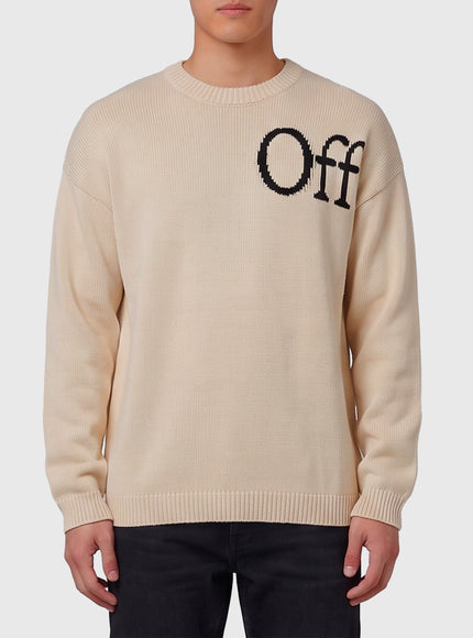 Off White Bookish Shared Crewneck Sweater Cream