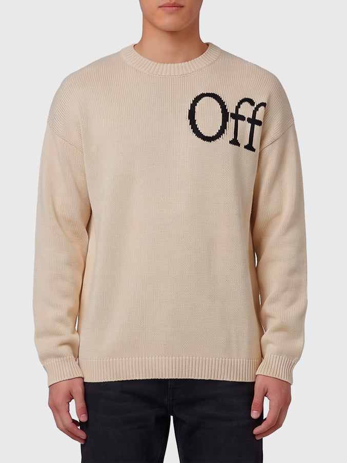 Off White Bookish Shared Crewneck Sweater Cream