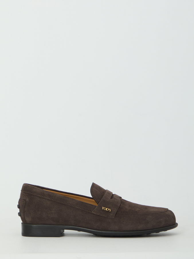 Tod's Brown Suede Loafers Brown