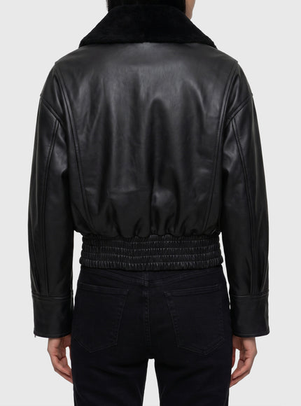 Ivy Oak Black Leather Iolaila Lane Bomber Jacket