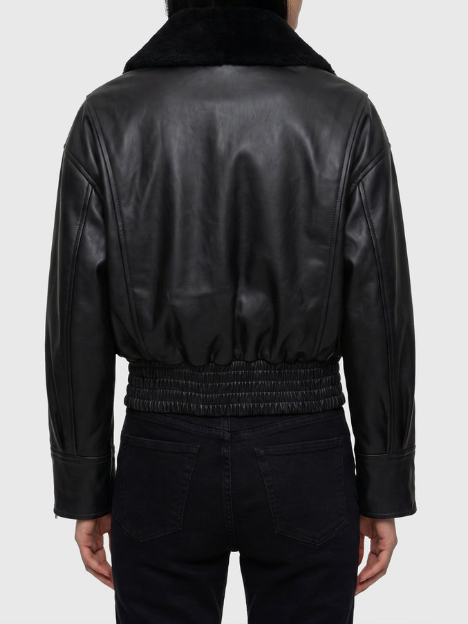 Ivy Oak Black Leather Iolaila Lane Bomber Jacket