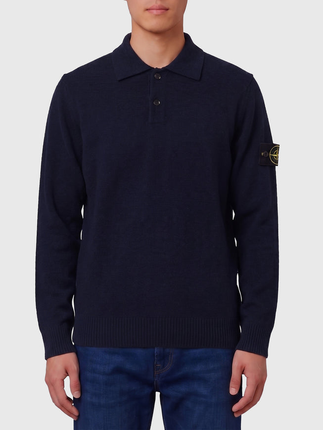 Stone Island Navy Blue Rws Virgin Wool Polo Shirt Blue