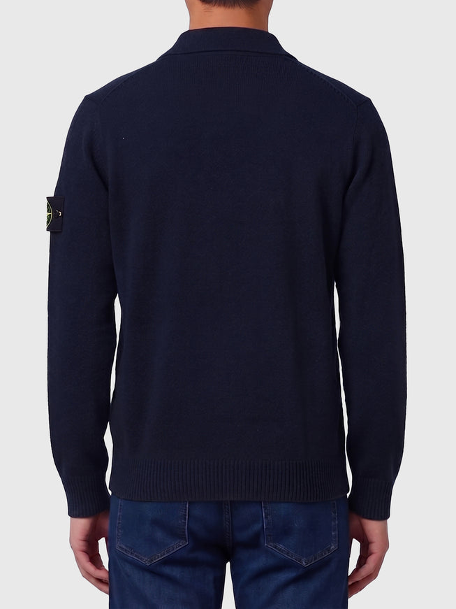Stone Island Navy Blue Rws Virgin Wool Polo Shirt