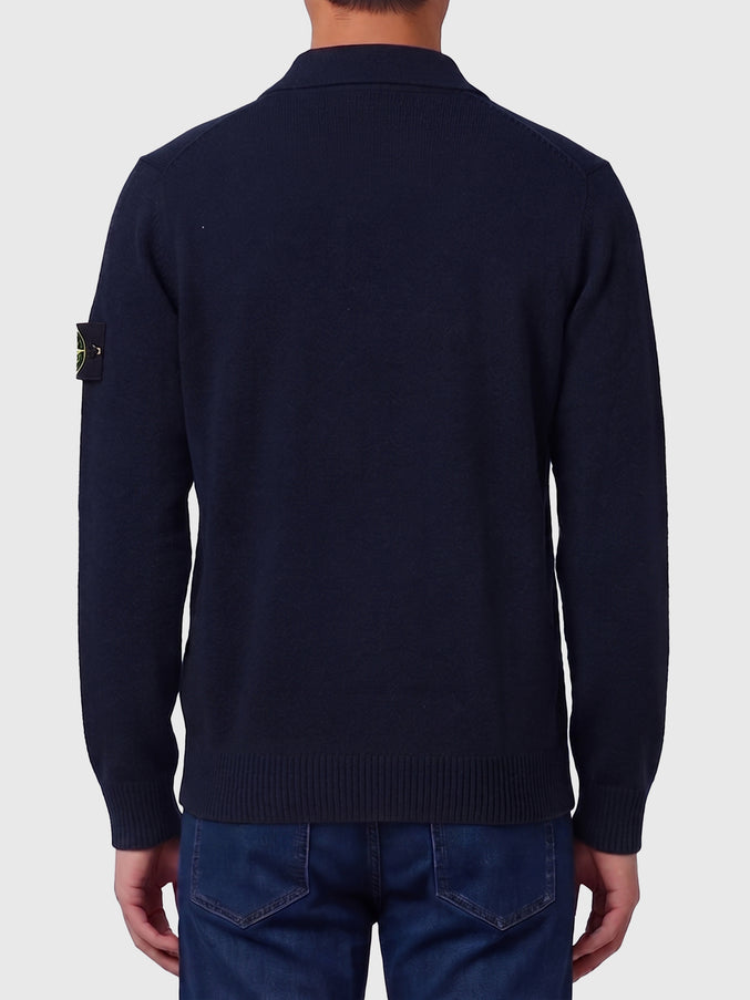 Stone Island Navy Blue Rws Virgin Wool Polo Shirt