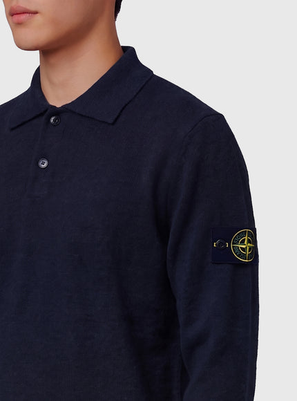 Stone Island Navy Blue Rws Virgin Wool Polo Shirt