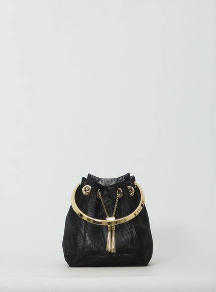 Jimmy Choo Black Mesh Bon Bon Bag QT Black