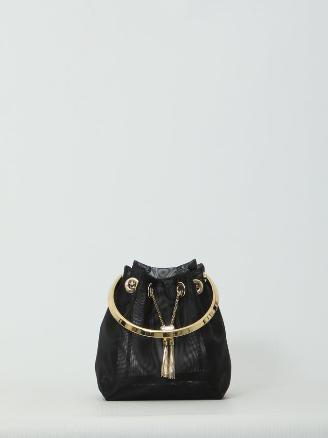 Jimmy Choo Black Mesh Bon Bon Bag QT Black