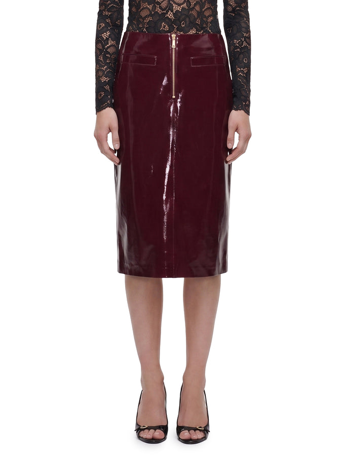 Self Portrait Purple Faux Leather Skirt Bordeaux