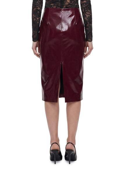 Self Portrait Purple Faux Leather Skirt