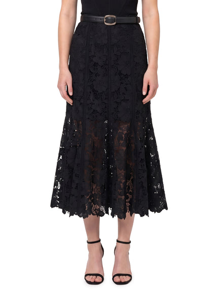 Self Portrait Black Lace Midi Skirt Black