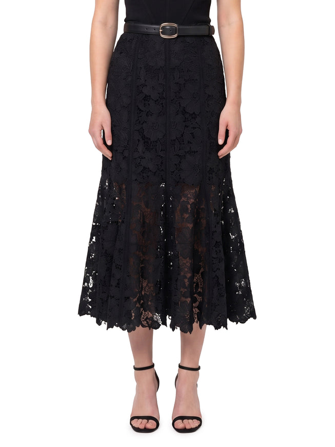 Self Portrait Black Lace Midi Skirt Black