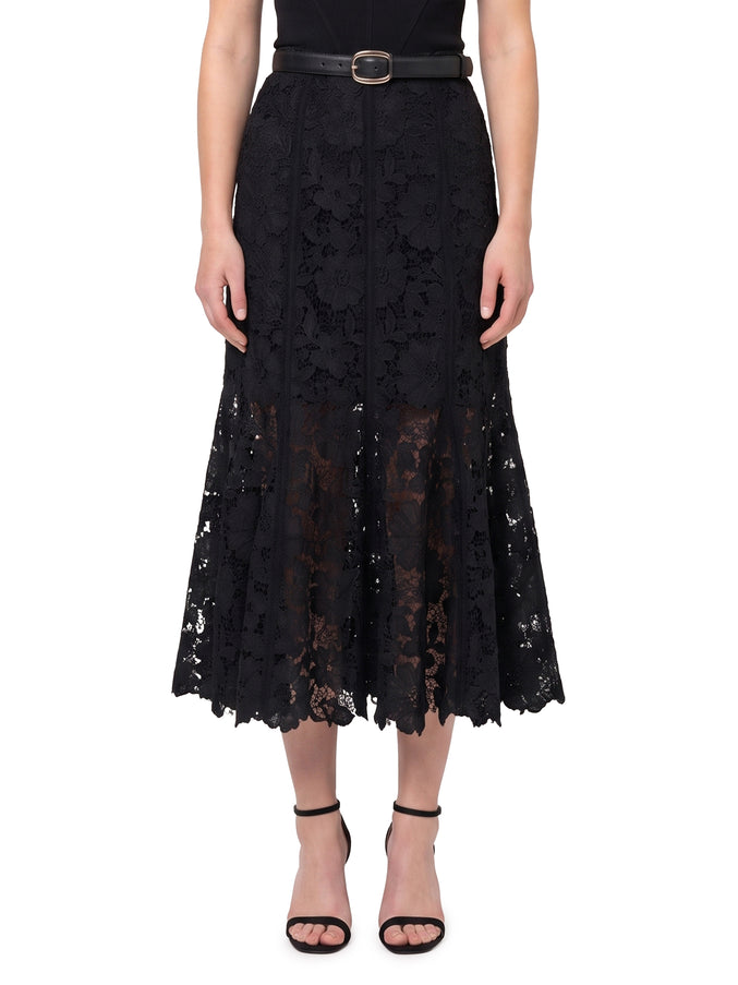 Self Portrait Black Lace Midi Skirt Black