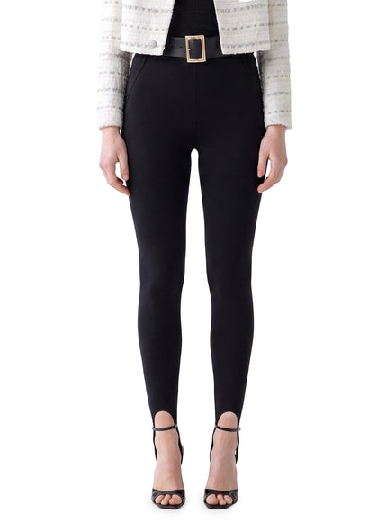 Self Portrait Black Knit Stirrup Leggins Black