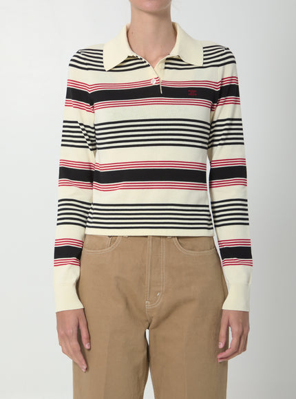 Celine Striped Cotton Polo Shirt N A