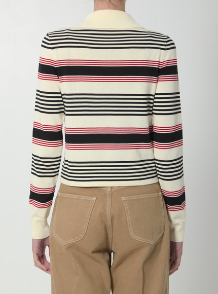 Celine Striped Cotton Polo Shirt