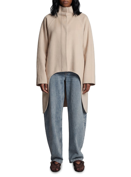 Alaia Asymmetric Double-face Cashmere Coat 36 Beige