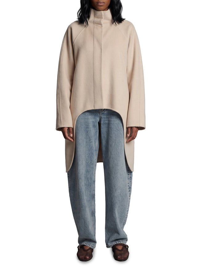 Alaia Asymmetric Double-face Cashmere Coat 36 Beige