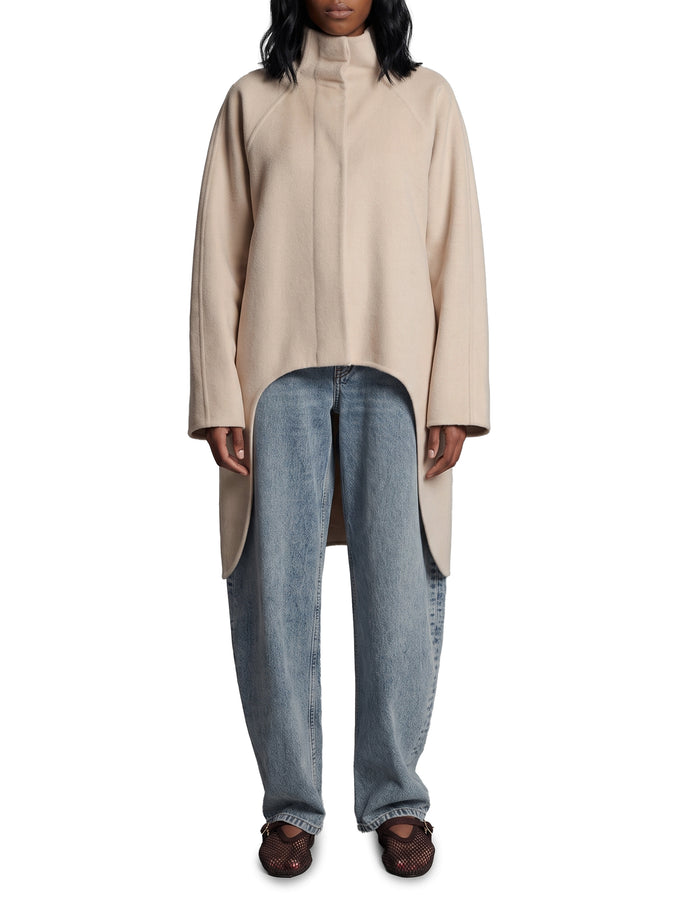 Alaia Asymmetric Double-face Cashmere Coat 36 Beige